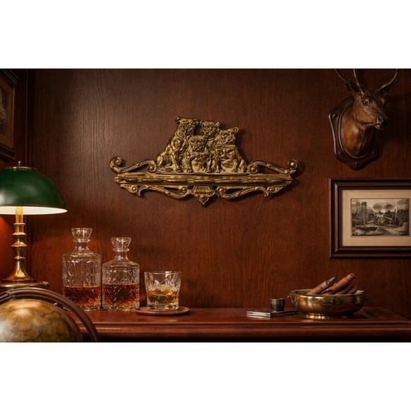 Other - Vintage Wall Mount Bulldog Dog Pipe Holder Smoking Rack Figural Ornate Brass